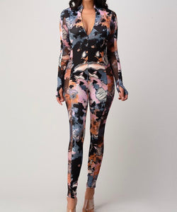 Pink Multi Print Jumpsuit